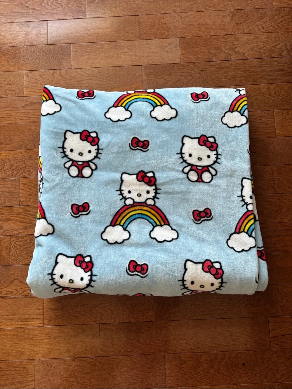 Hello Kitty Blue Cloud Plush Queen-Sized Blanket